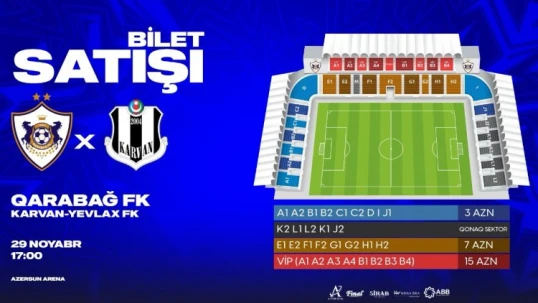 "Qarabağ"ın oyununun biletləri satışa çıxır