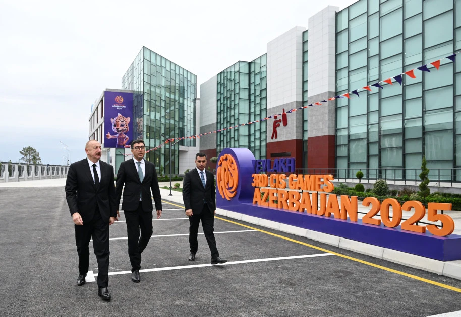 Prezident İlham Əliyev Yevlax Olimpiya İdman Kompleksinin açılışında iştirak edib - FOTO 