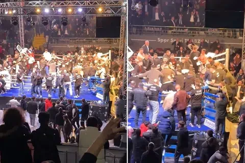 Boks gecəsində şok anlar: Rinqdə kütləvi dava  - VİDEO 