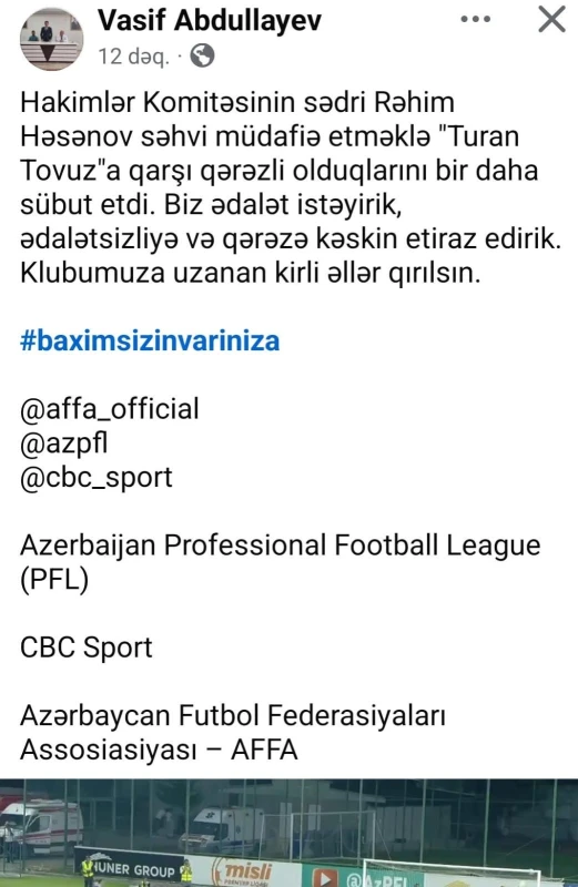 “Turan Tovuz” azarkeşlərindən etiraz aksiyası